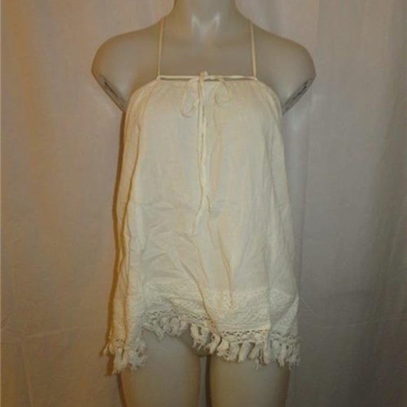 L'SPACE  IVORY  CROCHETED BOHEMIAN TOP L - Picture 1 of 4